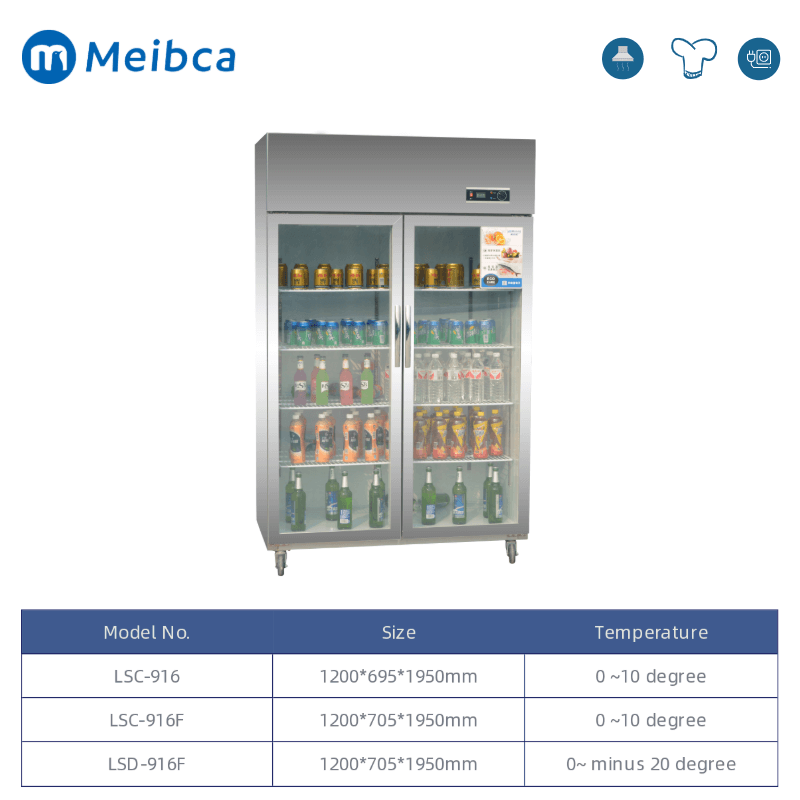 Commercial Glass Front Door Refrigerator For Kitchen 