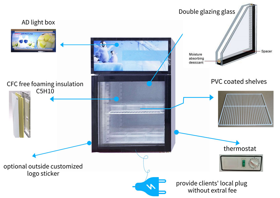 Small Glass Front Clear Door Mini Fridge