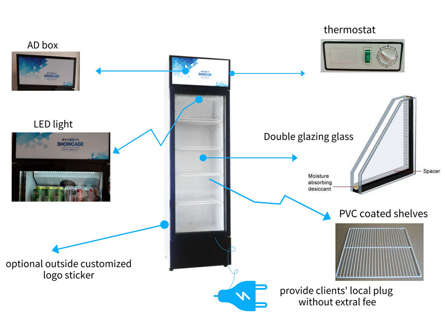 Vertical Upright Beer Drinks Display Chiller