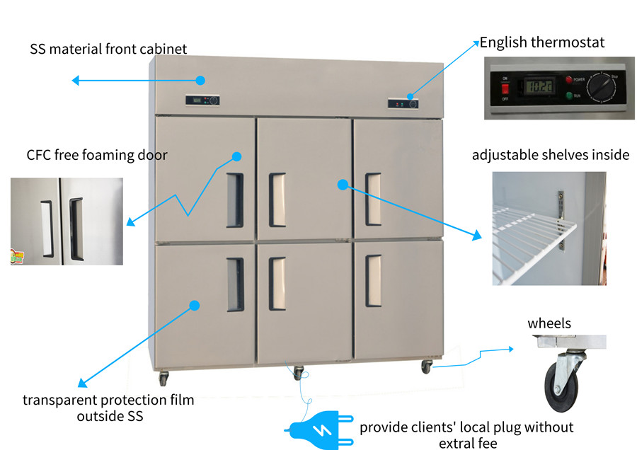 6 Multi Door Stainless Steel Stand Up Half Chiller Half Freezer