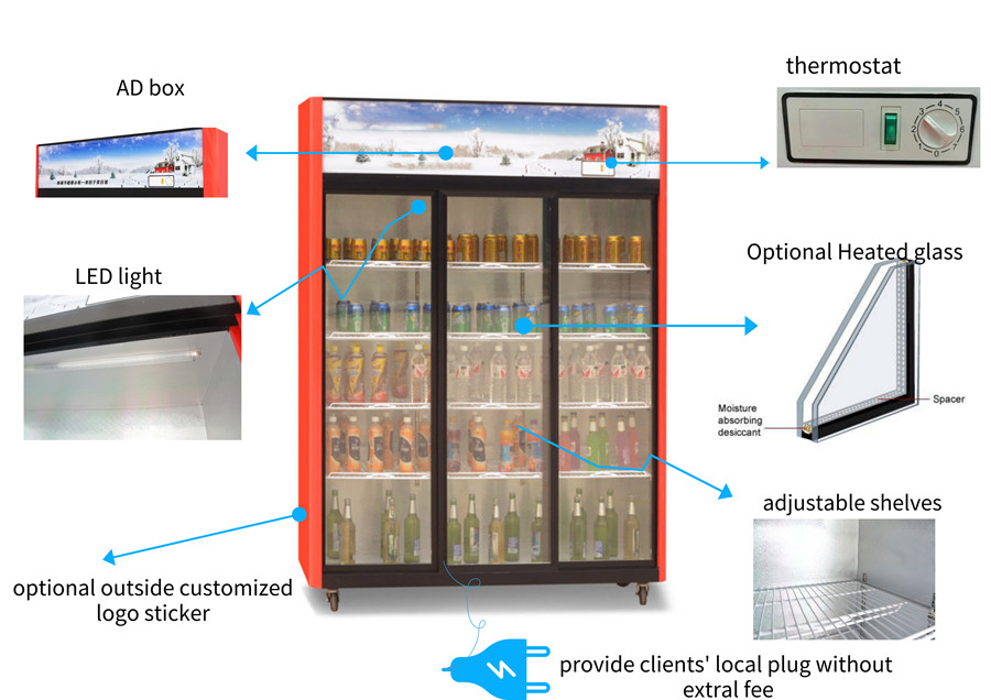 Drink Beer Beverage Display Fridge With Front Glass Door